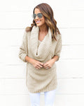 Turtle Neck Knitting Long Sleeves Loose Sweater - Oh Yours Fashion - 3