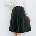 Retro PU High Waist Pleated Knee-Length Skirt - Oh Yours Fashion - 7
