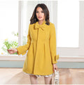 Bowknot Long Sleeves Stand Collar Pure Color Flare Slim Coat - Oh Yours Fashion - 6