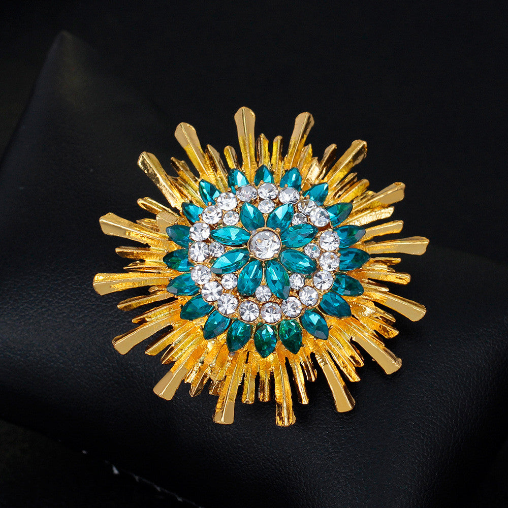 Sapphire Crystal Sunflower Brooch - Oh Yours Fashion - 3