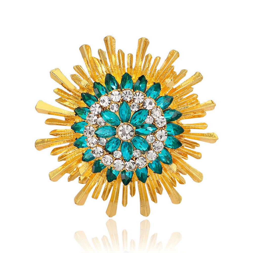 Sapphire Crystal Sunflower Brooch - Oh Yours Fashion - 1
