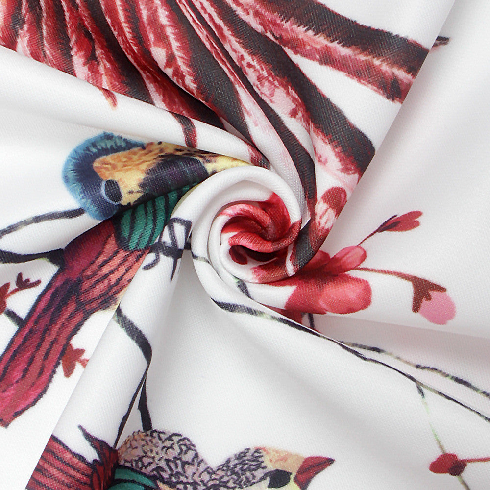 Fashion Cranes Begonia Printing White Short Jacket - Oh Yours Fashion - 7