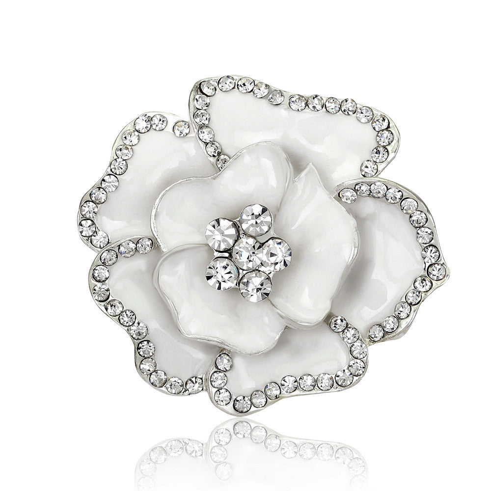 Beautiful Crystal Rose Flower Brooch - Oh Yours Fashion - 1