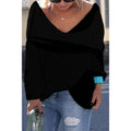 V-neck Loose Knit Pure Color Pullover Sweater - Oh Yours Fashion - 8