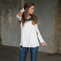Fashion Contrast Color Long-Sleeve Round Neck Blouse - Oh Yours Fashion - 5