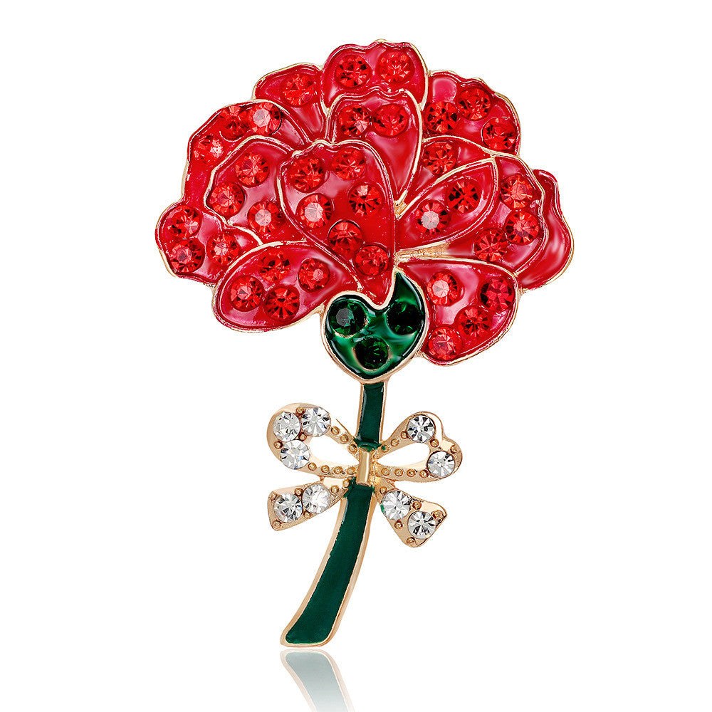 Retro Diamond Red Rose Brooch - Oh Yours Fashion - 1