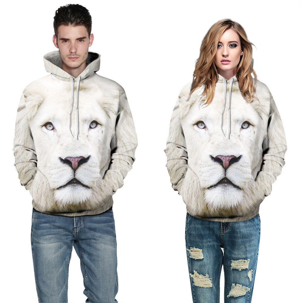 White Lion 3D Digital Printing Couple Hoodie - Oh Yours Fashion - 4