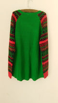 Christmas Elk Sequins Splicing Long Sleeve Green Knitting Sweater - Oh Yours Fashion - 4
