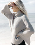Fashion Loose Bell Sleeve Ribbed Sweater - Oh Yours Fashion - 2