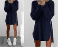 Leisure Loose Side Zipper Long Sweater Dress - Oh Yours Fashion - 7