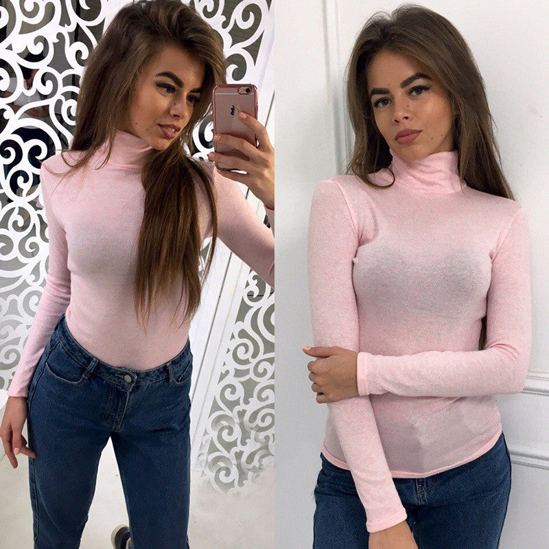 Fashion Pure Color High Neck Long Sleeve Blouse - Oh Yours Fashion - 5