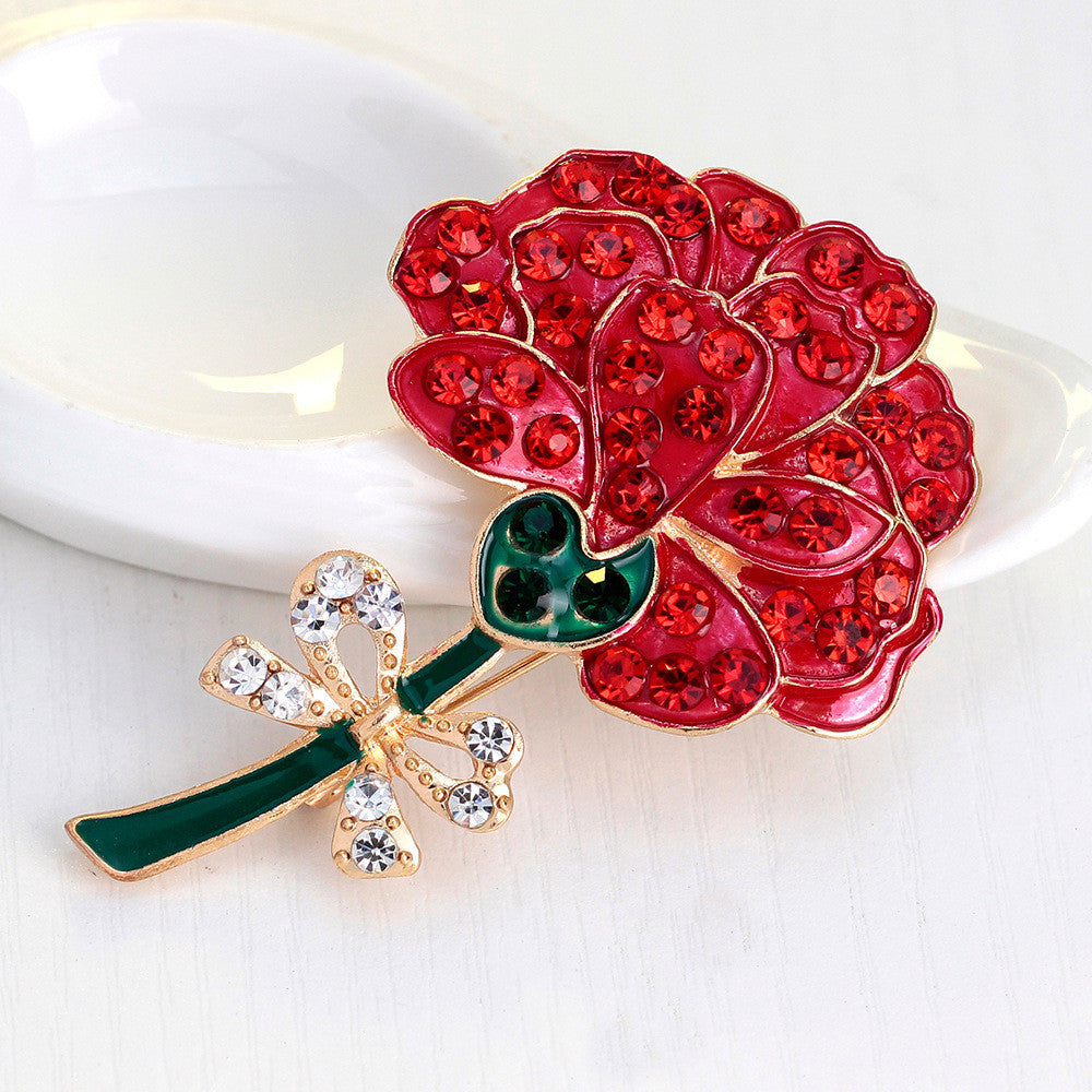 Retro Diamond Red Rose Brooch - Oh Yours Fashion - 4
