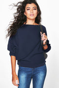 Fashion Loose Bat Sleeve Boat Neck Knit Women's Sweater - Oh Yours Fashion - 7