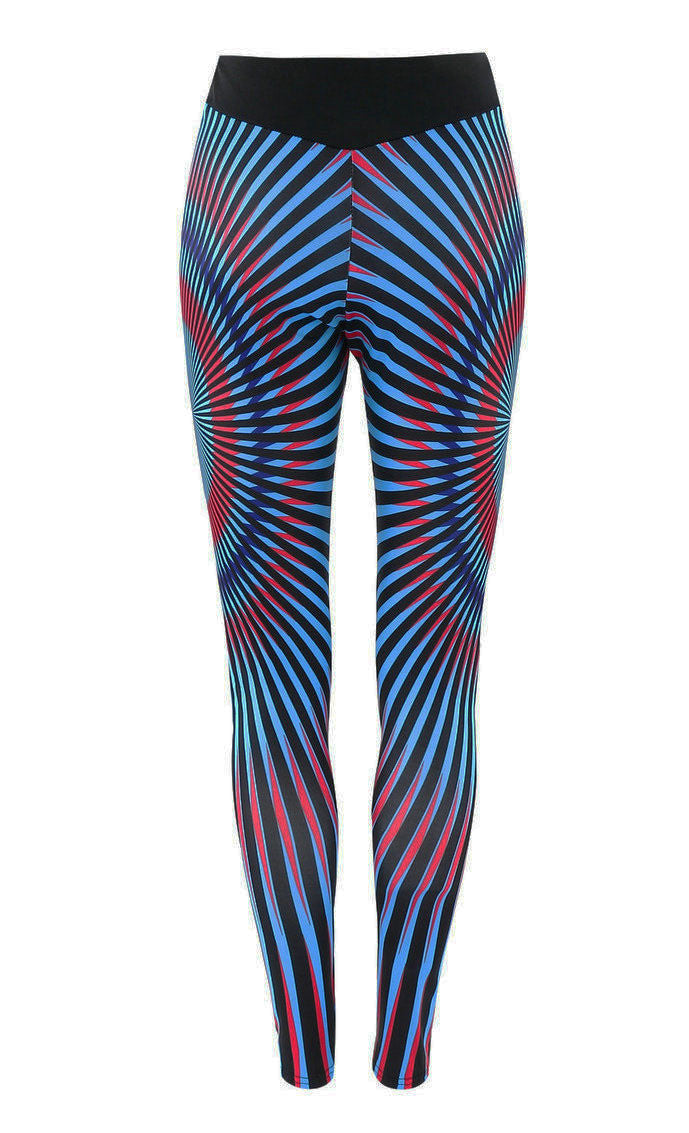Sports Style Radiation Stripes Print Long Slim Leggings
