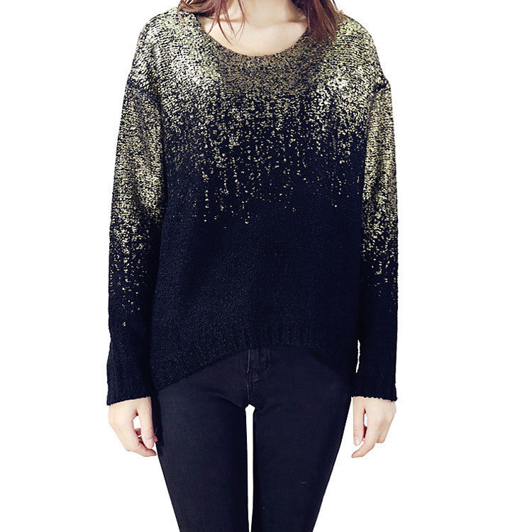 Bat Sleeve Scoop Loose Sequins Sweater - Oh Yours Fashion - 7