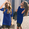Fashion Lace Patchwork Long Sleeve Knee-length Dress - Oh Yours Fashion - 7