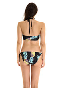 Pineapple Print Black Halter Two Pieces Swimwear Bikini - Oh Yours Fashion - 5