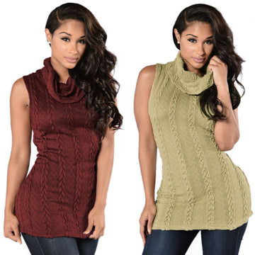 Fashion Sexy High-Neck Sleeveless Sweater - Oh Yours Fashion - 3