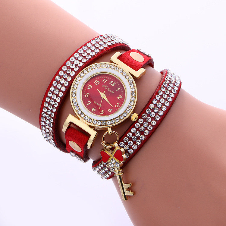 Crystal Strap Key Pendant Watch - Oh Yours Fashion - 3