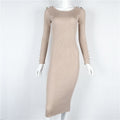 Hot Style Metal Button Pure Color Bodycon Long Dress - Oh Yours Fashion - 8