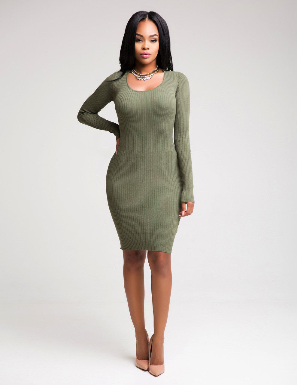 Sexy Hollow Out Back Bodycon Knee-length Dress - Oh Yours Fashion - 5