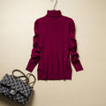 Fashion Pure Color High Neck Long Sleeve Slim Knit Sweater - Oh Yours Fashion - 16
