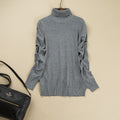 Fashion Pure Color High Neck Long Sleeve Slim Knit Sweater - Oh Yours Fashion - 10