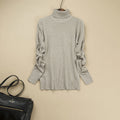 Fashion Pure Color High Neck Long Sleeve Slim Knit Sweater - Oh Yours Fashion - 4