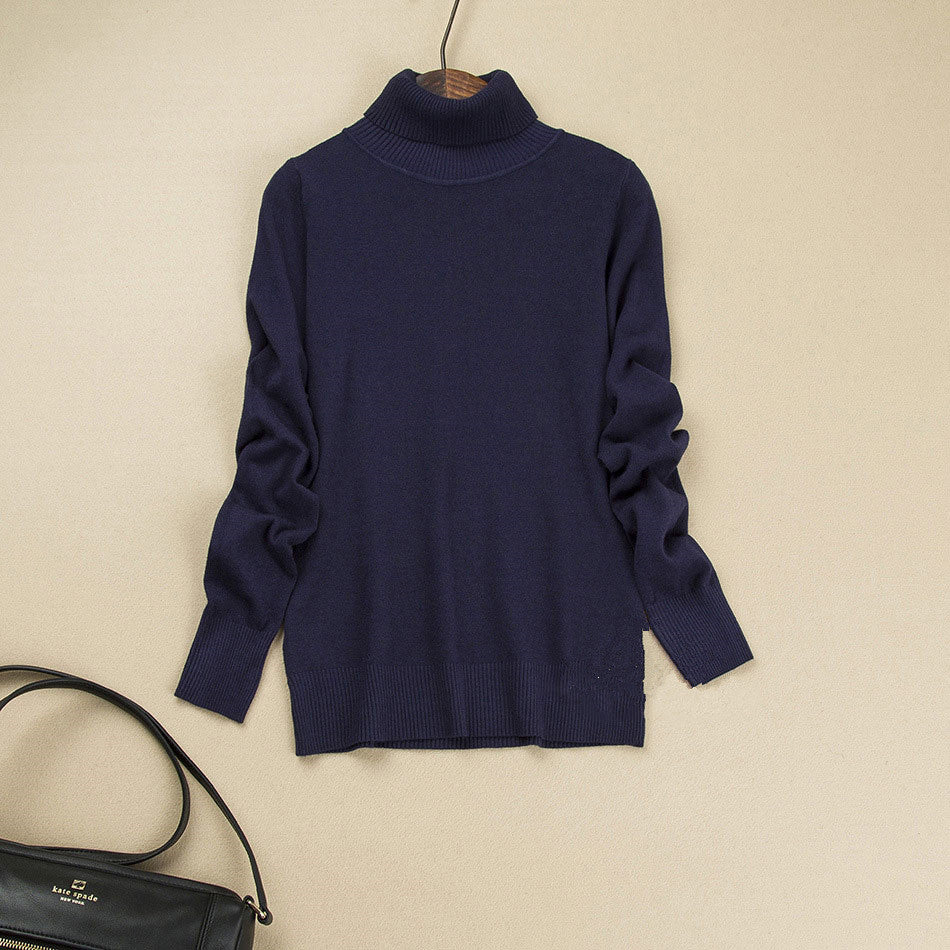 Fashion Pure Color High Neck Long Sleeve Slim Knit Sweater - Oh Yours Fashion - 13