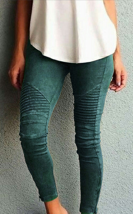 Pure Color Elastic Skinny Drape Long Pants - Oh Yours Fashion - 4
