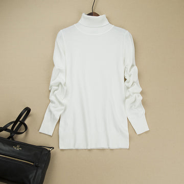 Fashion Pure Color High Neck Long Sleeve Slim Knit Sweater - Oh Yours Fashion - 1