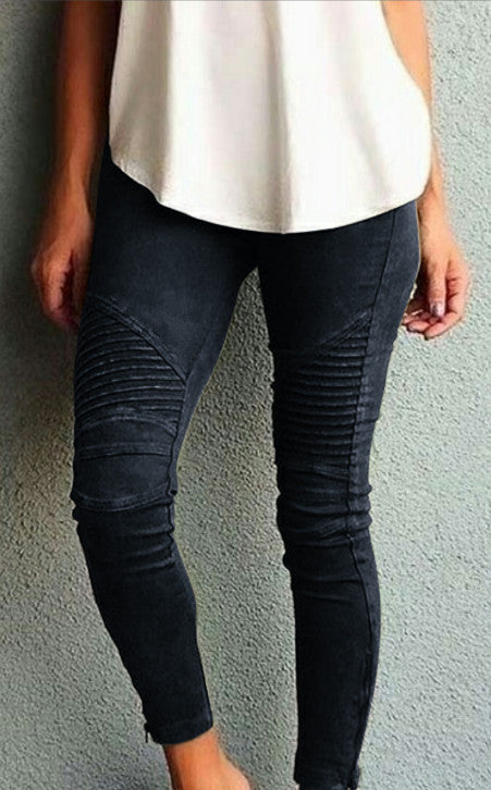Pure Color Elastic Skinny Drape Long Pants - Oh Yours Fashion - 1