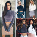 High Collar Mohair Sexy Short Crop Top Sweater - Oh Yours Fashion - 3