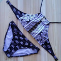 Sexy Print Halter Hollow Out Two Pieces Swimwear Bikini - Oh Yours Fashion - 5