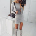 Simple Fashion Long Sleeve Short Irregular Bodycon Dress - Oh Yours Fashion - 6