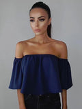Sexy Off Shoulder Long Sleeve Chiffon Loose Blouse - Oh Yours Fashion - 6