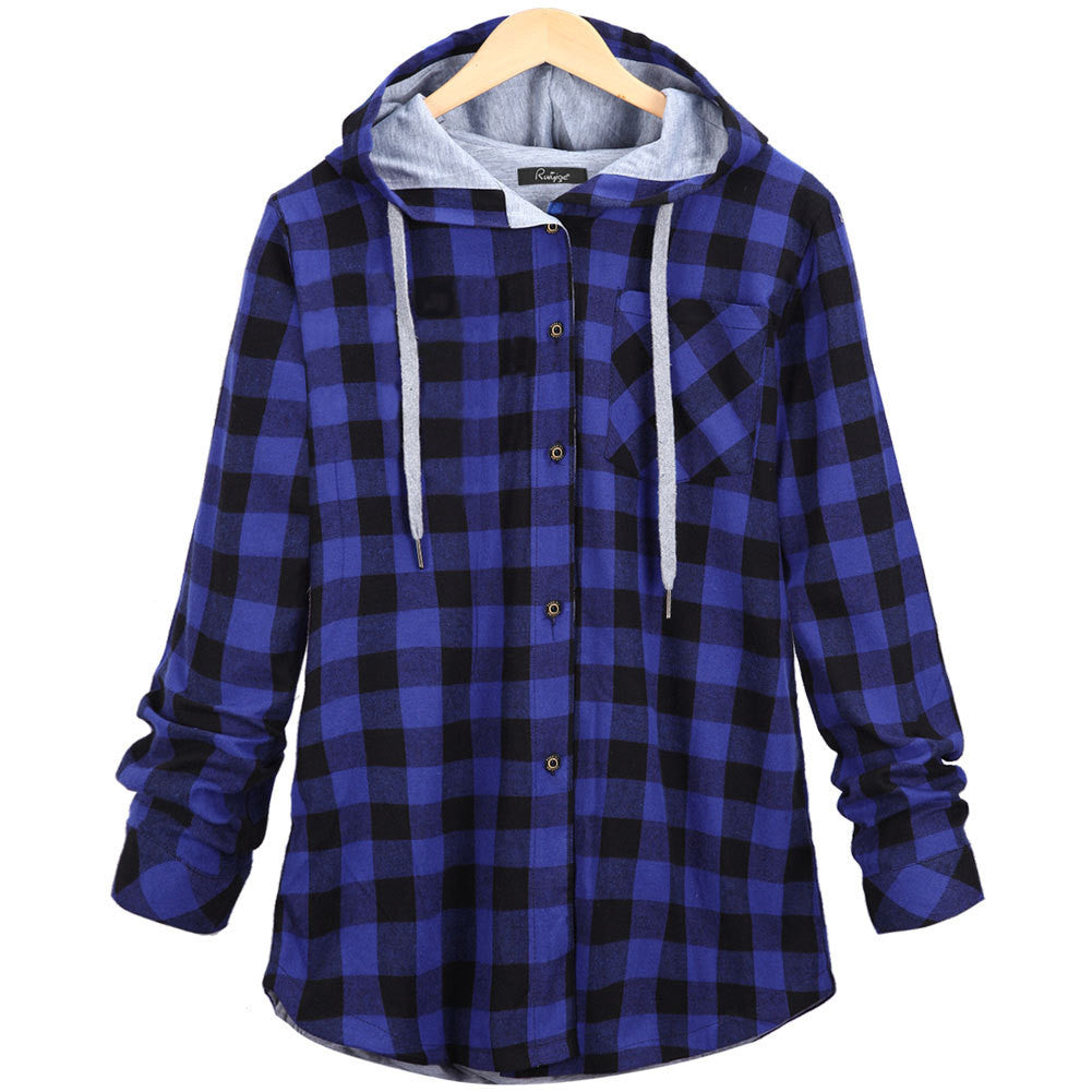 Christmas Plaid Hooded Plus Size Coat - Oh Yours Fashion - 7