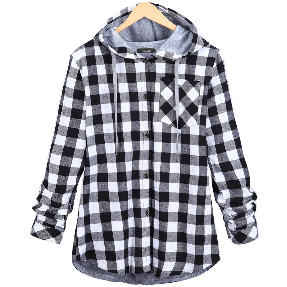 Christmas Plaid Hooded Plus Size Coat - Oh Yours Fashion - 5