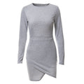 Simple Fashion Long Sleeve Short Irregular Bodycon Dress - Oh Yours Fashion - 9