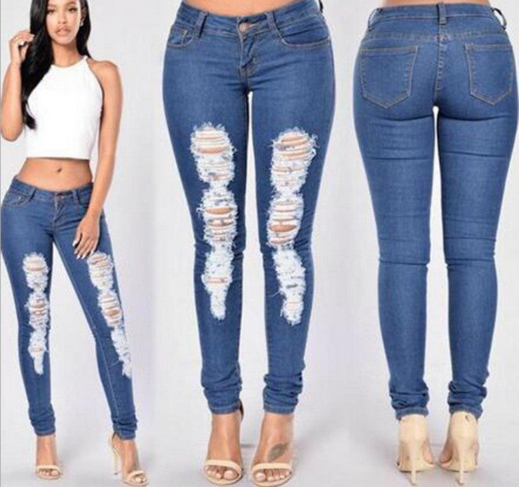 Ripped Low Waist Slim Silhouette Sexy Jeans Pants - Oh Yours Fashion - 4