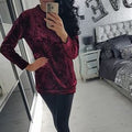 Fashion Velvet Scoop Leisure Loose Style T-shirts - Oh Yours Fashion - 4