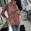 Fashion Velvet Scoop Leisure Loose Style T-shirts - Oh Yours Fashion - 1