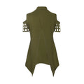 Hollow Out Back Split High Neck Irregular Blouse - Oh Yours Fashion - 9