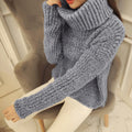 High Neck Knitting Irregular Hem Sweater - Oh Yours Fashion - 5