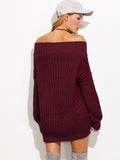 Personality Deep V Neck Loose Pure Color Chunky Knit Sweater - Oh Yours Fashion - 8