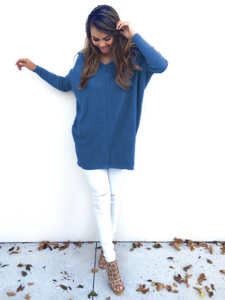 Fashion V-Neck Long-Sleeve Sweater - Oh Yours Fashion - 8
