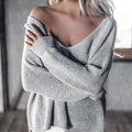 Sexy V-Neck Loose BF Irregular Sweater - Oh Yours Fashion - 4