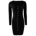 Sexy Front Button Square Neck Short Bodycon Dress - Oh Yours Fashion - 5