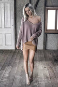 Sexy V-Neck Loose BF Irregular Sweater - Oh Yours Fashion - 8