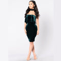 Sexy Halter Strapless Falbala Bodycon Knee-Length Dress - Oh Yours Fashion - 6